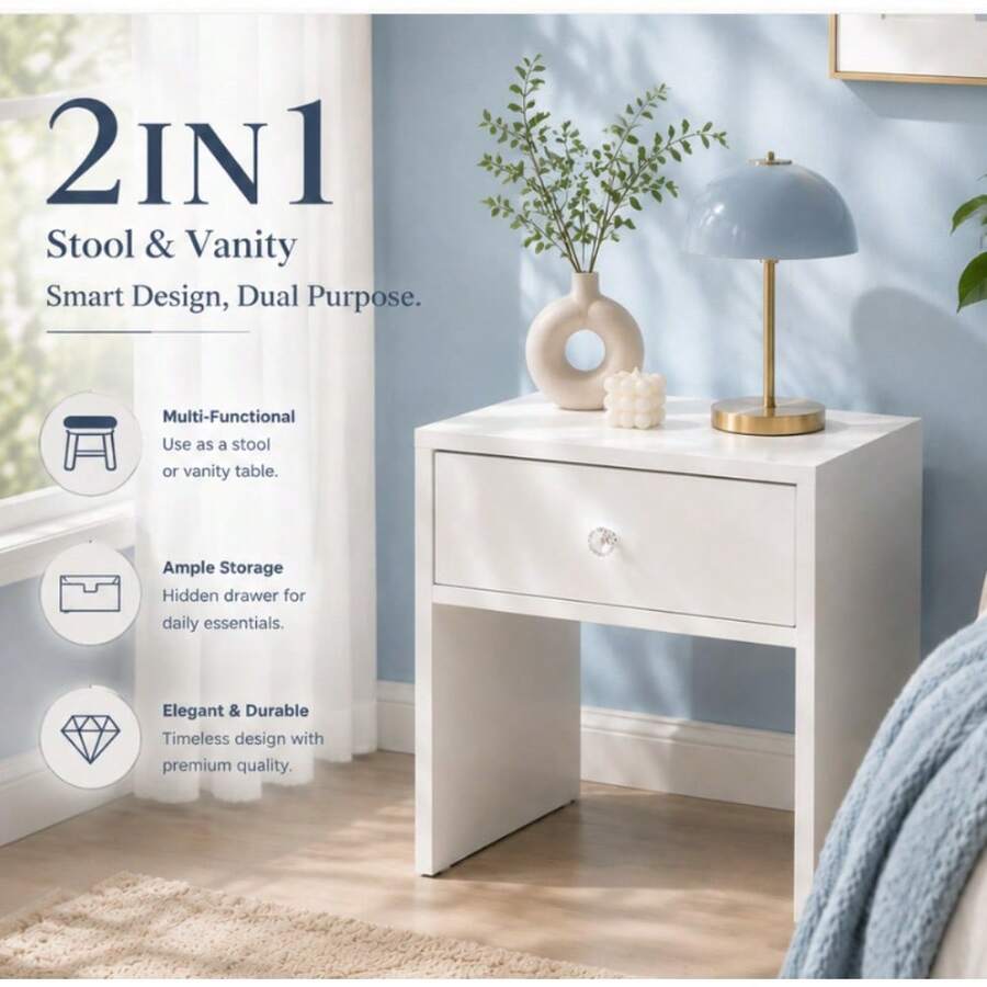 Furniture Hardware Parts - 2-In-1 Storage Stool & Nightstand, Hidden