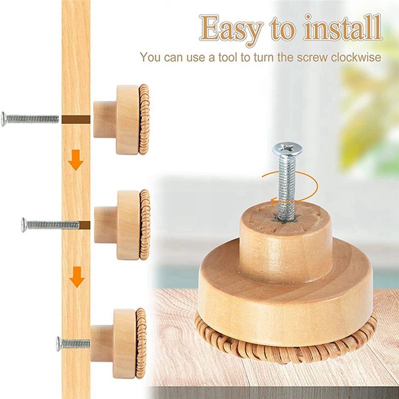ABLQ Wooden Handles Beech Ratt - Furniture Hardware Paint recension och pris