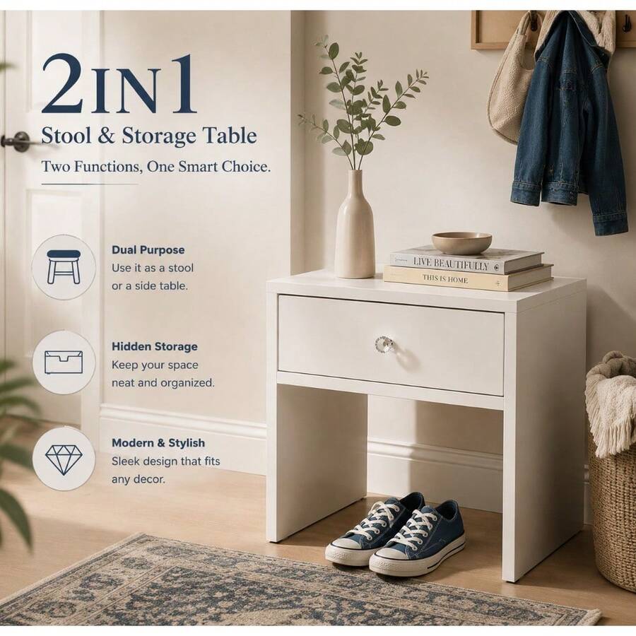 2-In-1 Storage Stool & Nightst - Furniture Hardware Parts recension och pris
