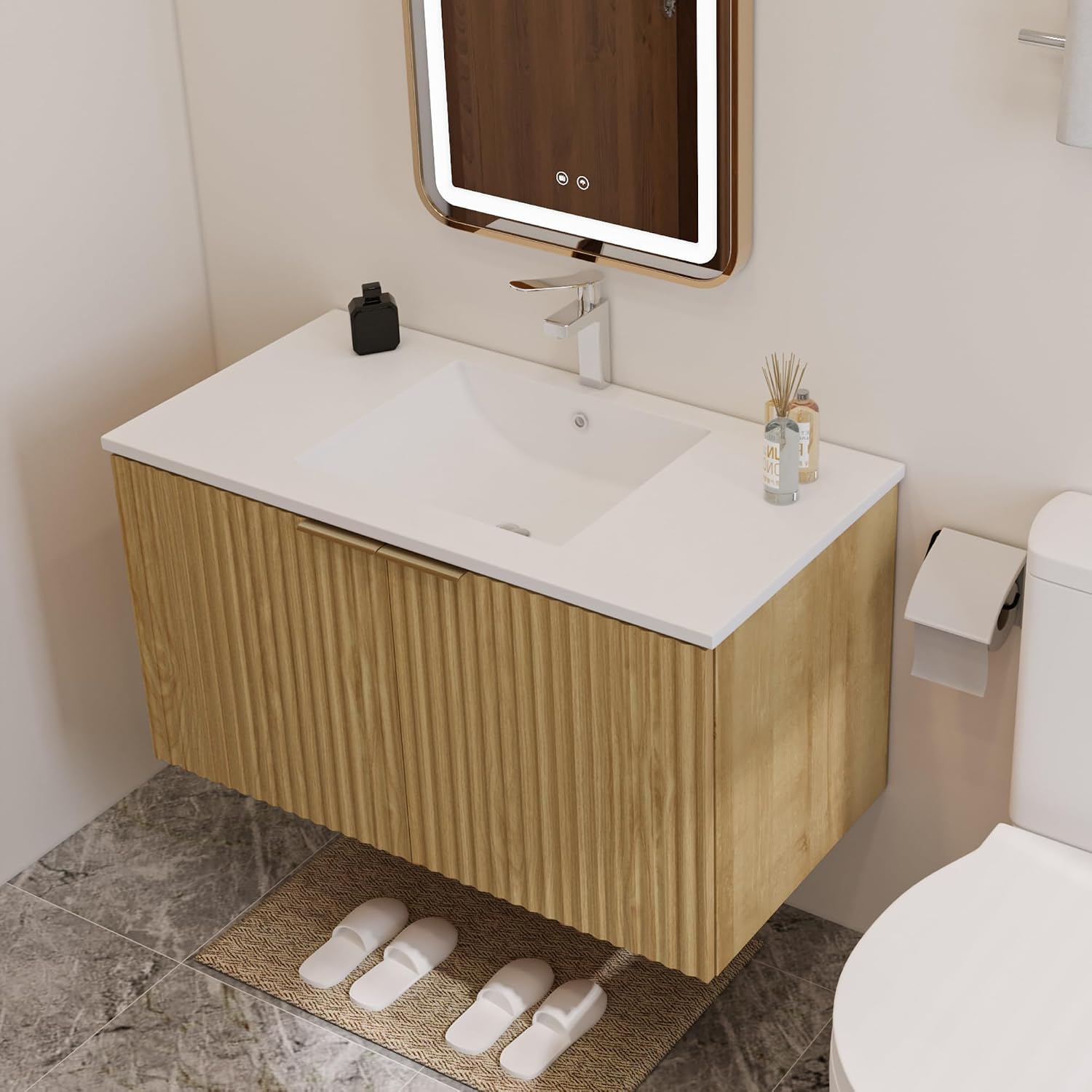 Modern Floating Bathroom Vanit - Soft Close Hinge recension och pris