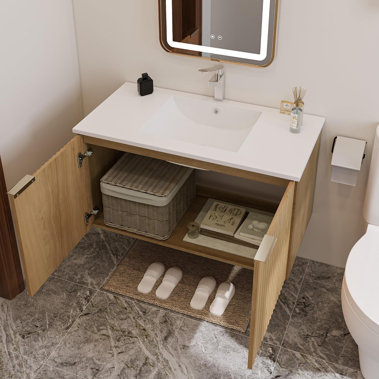 Modern Floating Bathroom Vanit - Soft Close Hinge recension och pris