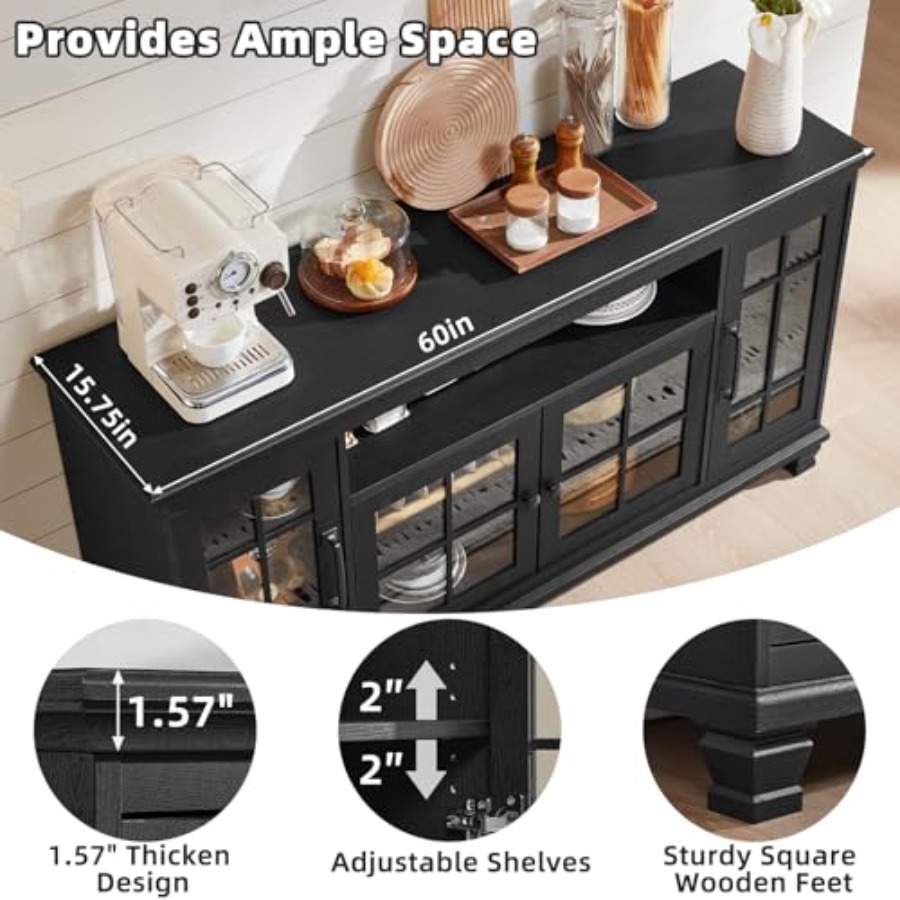 60-Inch Sideboard Buffet with  - Soft Close Hinge recension och pris